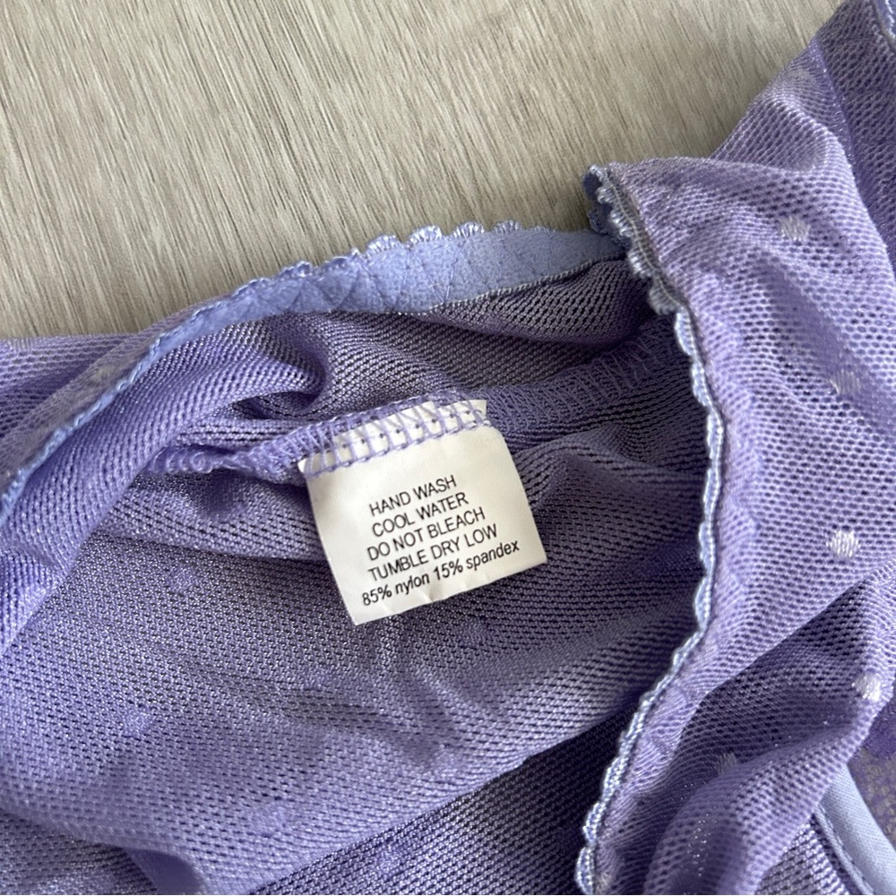 Dreamgirl Lavender Mesh Lace Flirty Slip Chemise Dress - Picture 6 of 7